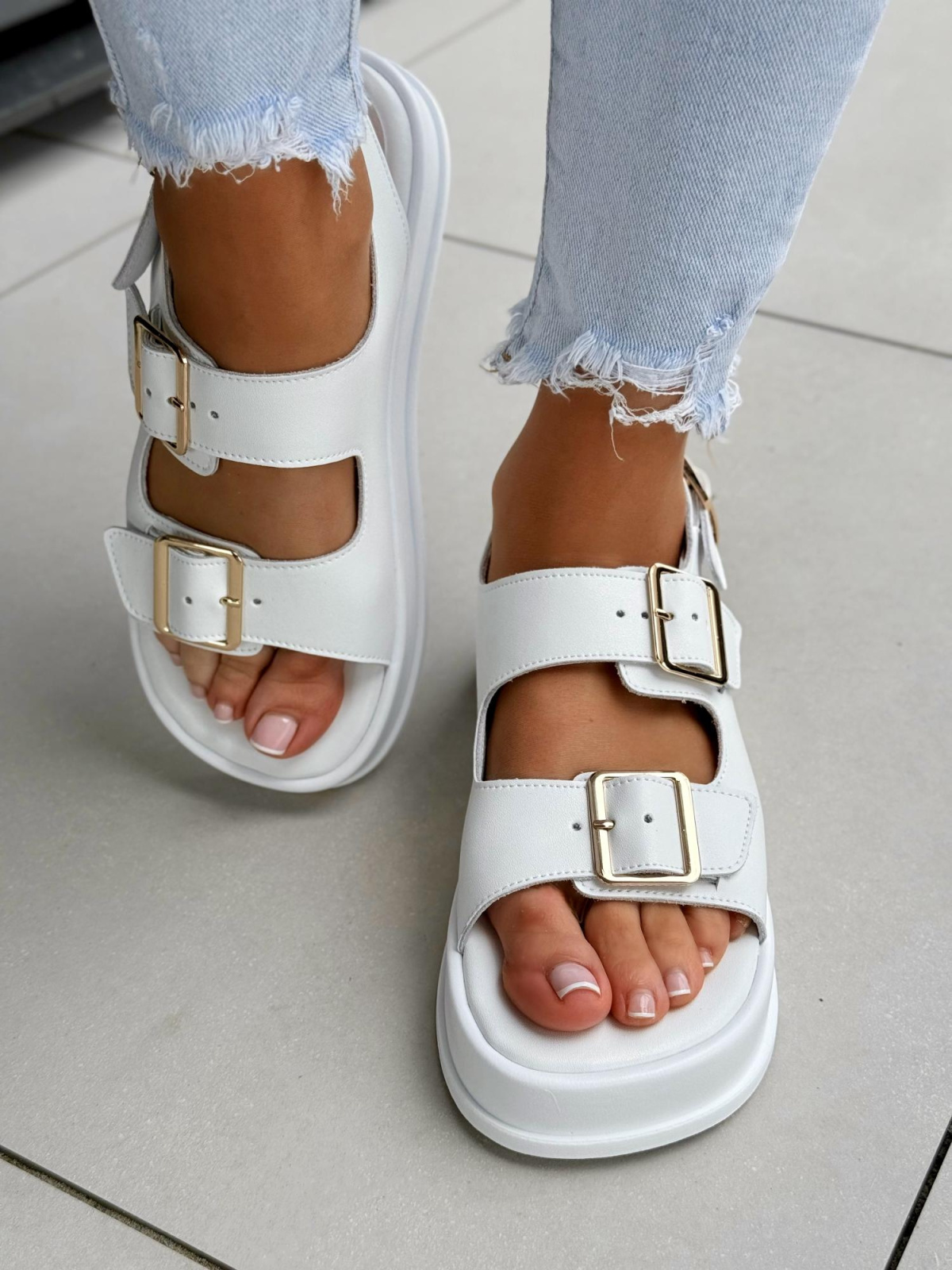 Sandałki damskie OLEKSY ze skóry naturalnej Polskiej produkcji