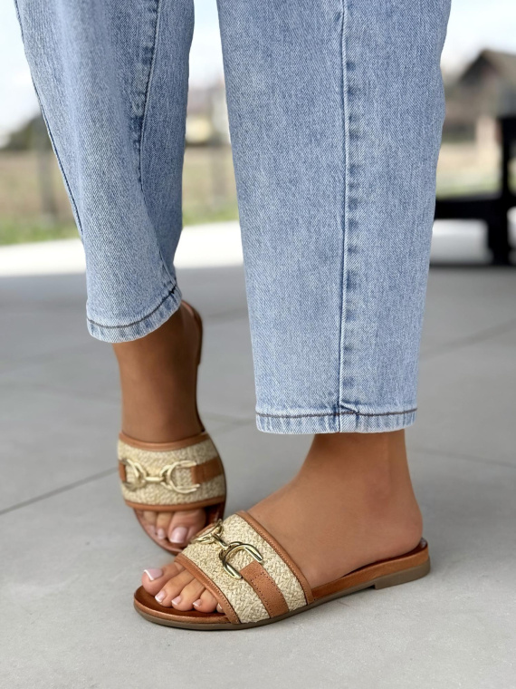 Klapki damskie ze skóry naturalnej