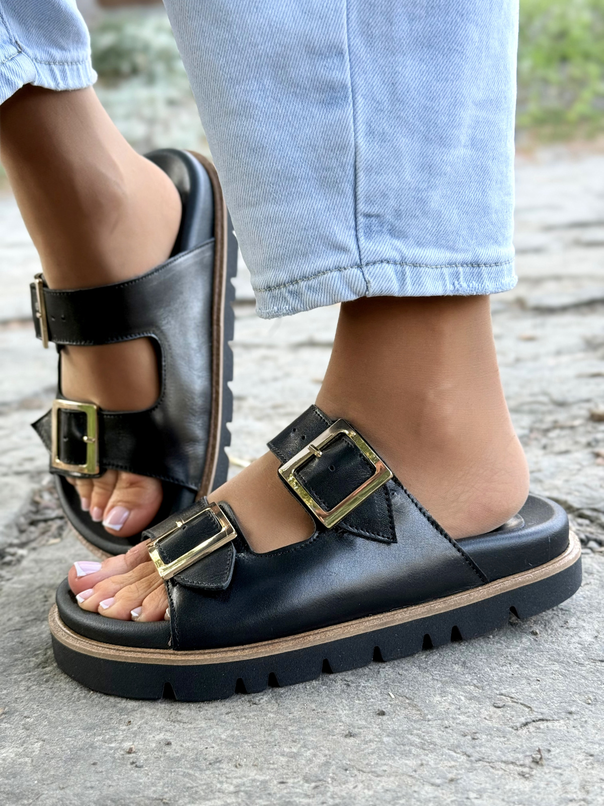 Stylowe Klapki OLEKSY ze Skóry Naturalnej – Made in Poland