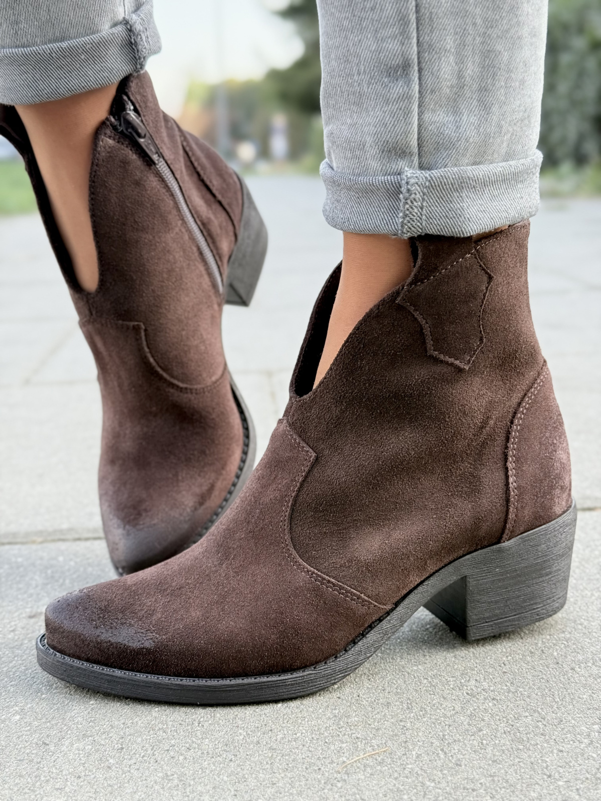 Kowbojki damskie OLEKSY z naturalnej skóry Made in Poland