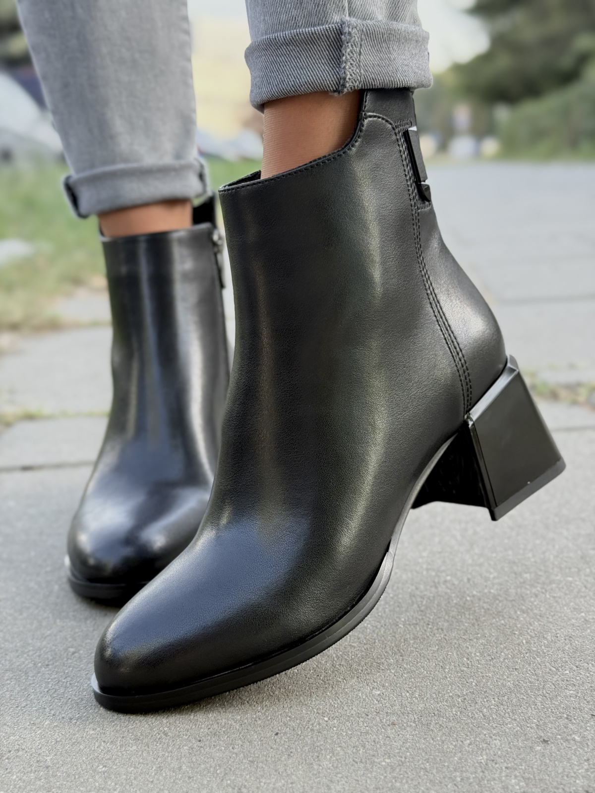 Eleganckie botki ze skóry naturalnej