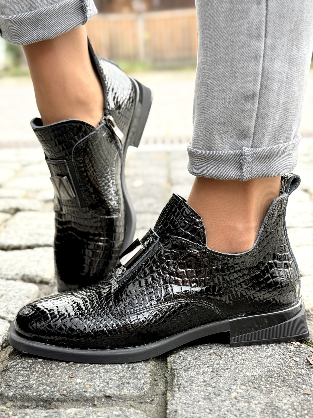 Eleganckie botki ze skóry naturalnej