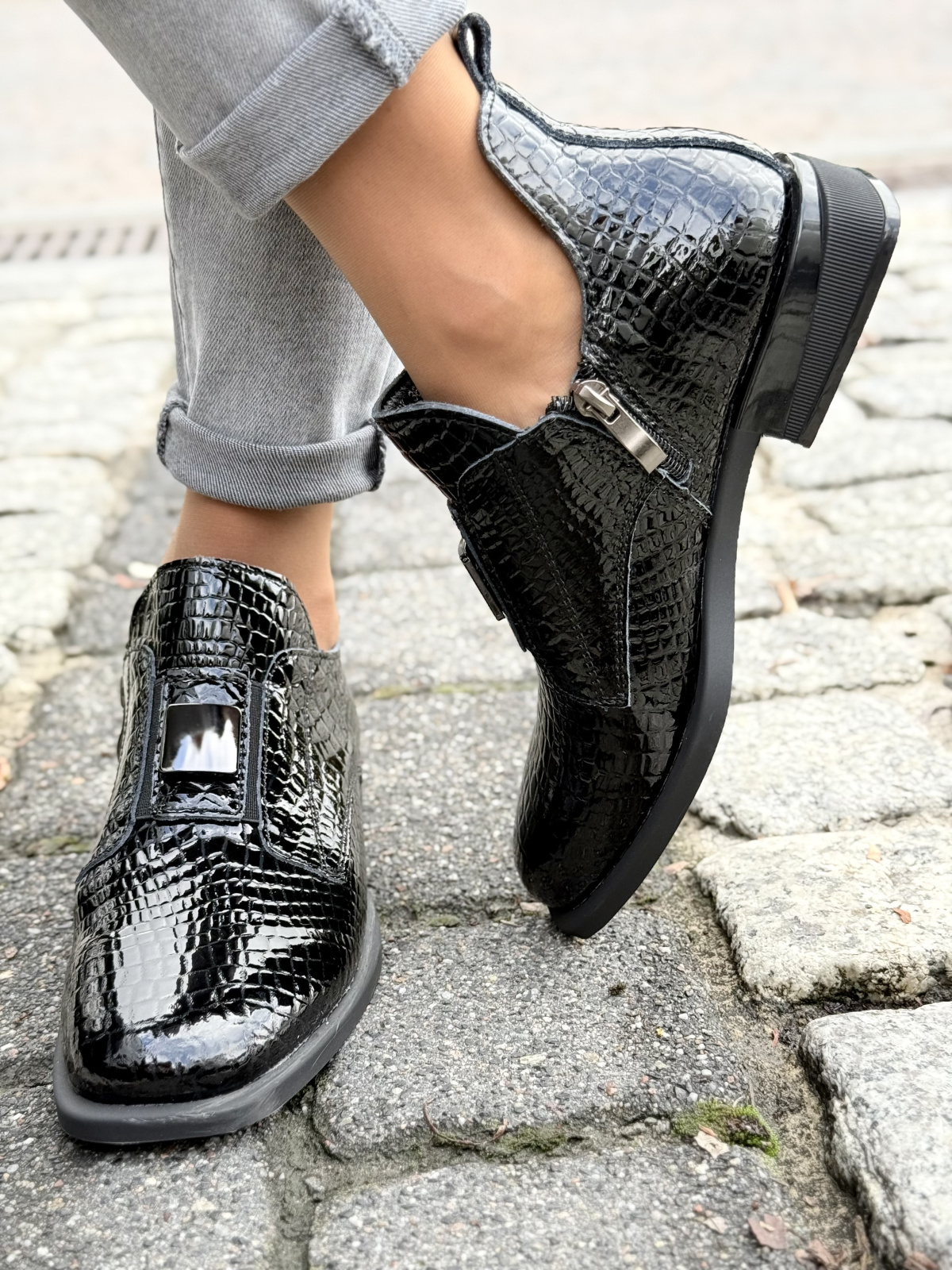 Eleganckie botki ze skóry naturalnej