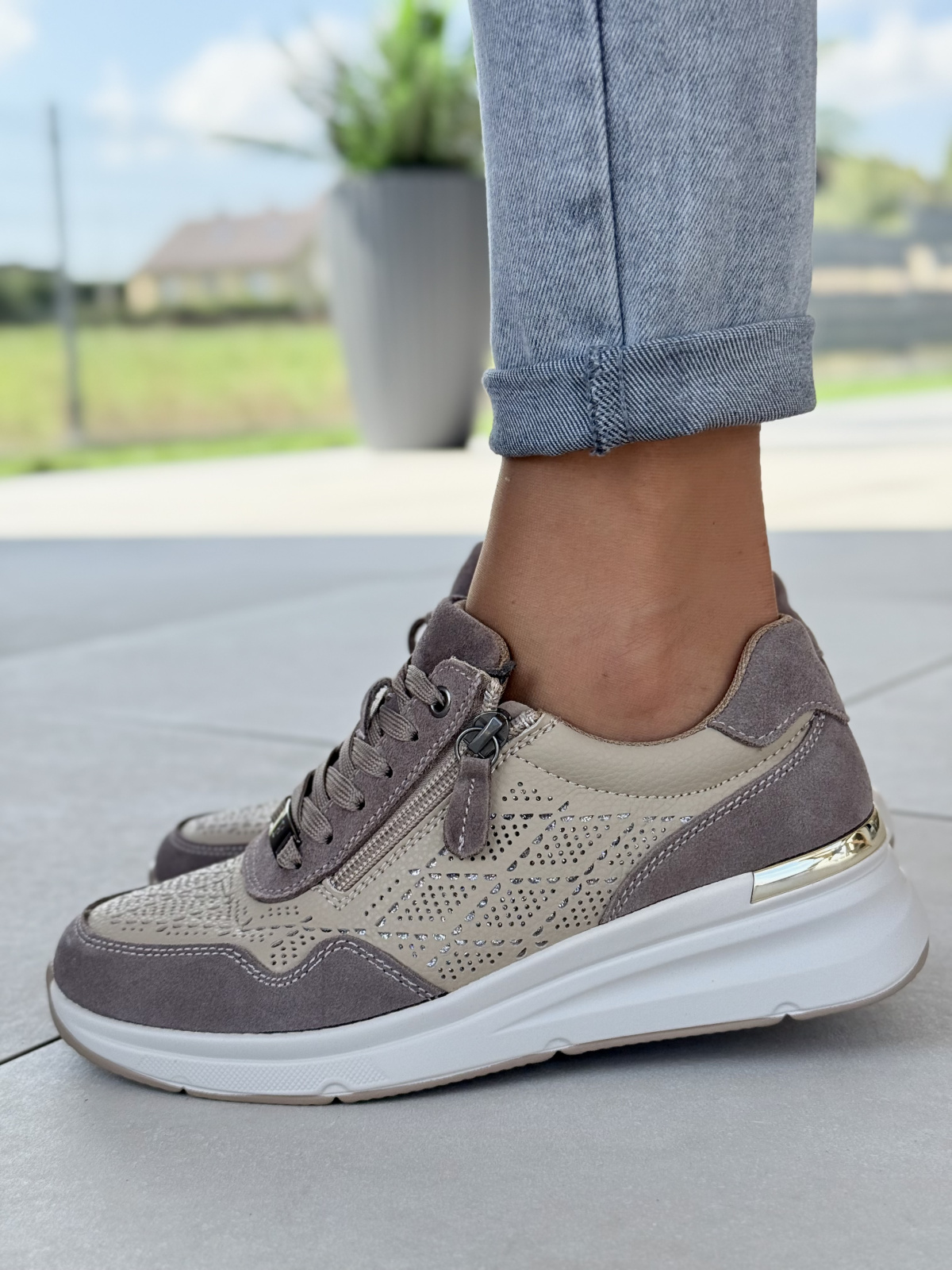 Eleganckie sneakersy damskie z naturalnej skóry