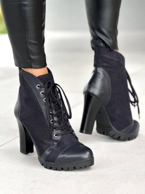 Czarne botki damskie skórzane