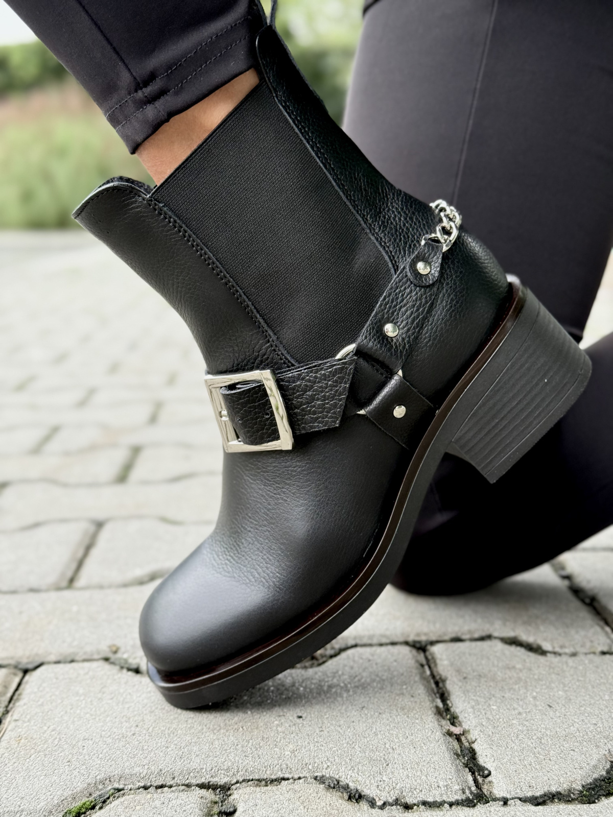 Botki damskie OLEKSY ze skóry naturalnej