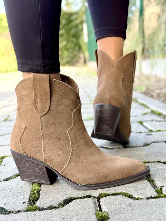 Kowbojki damskie ze skóry naturalnej