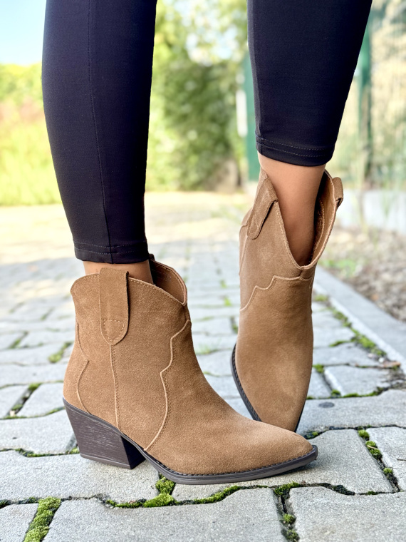 Kowbojki damskie ze skóry naturalnej