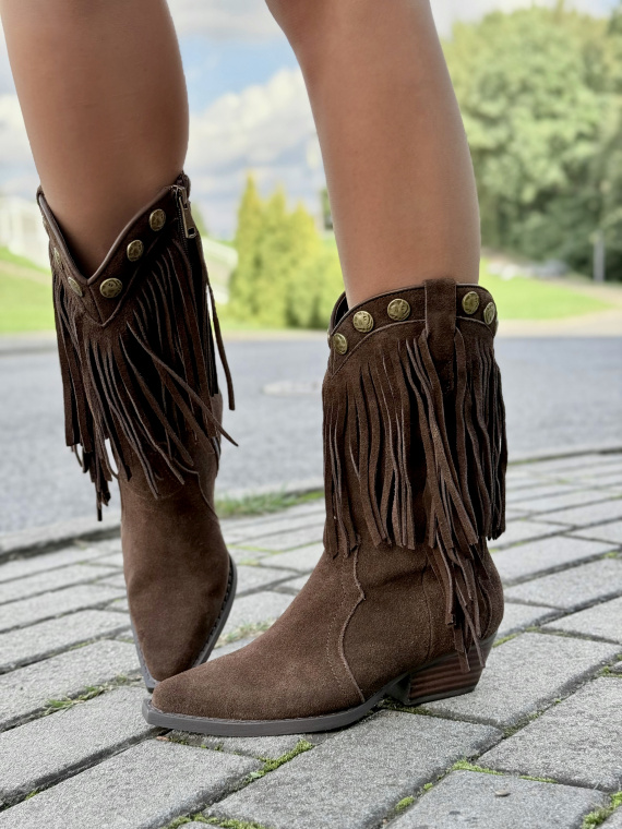 Kowbojki z Naturalnej Skóry z Frędzlami