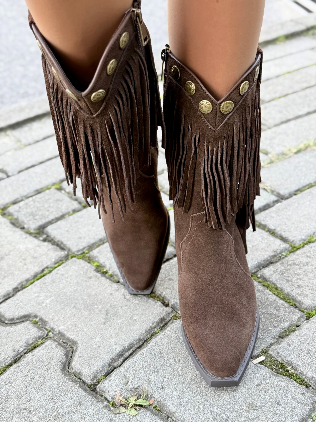 Kowbojki z Naturalnej Skóry z Frędzlami