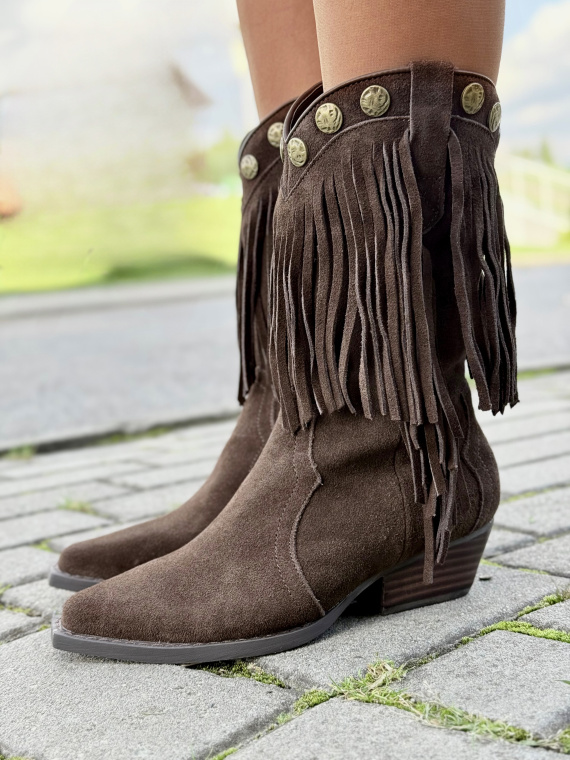 Kowbojki z Naturalnej Skóry z Frędzlami