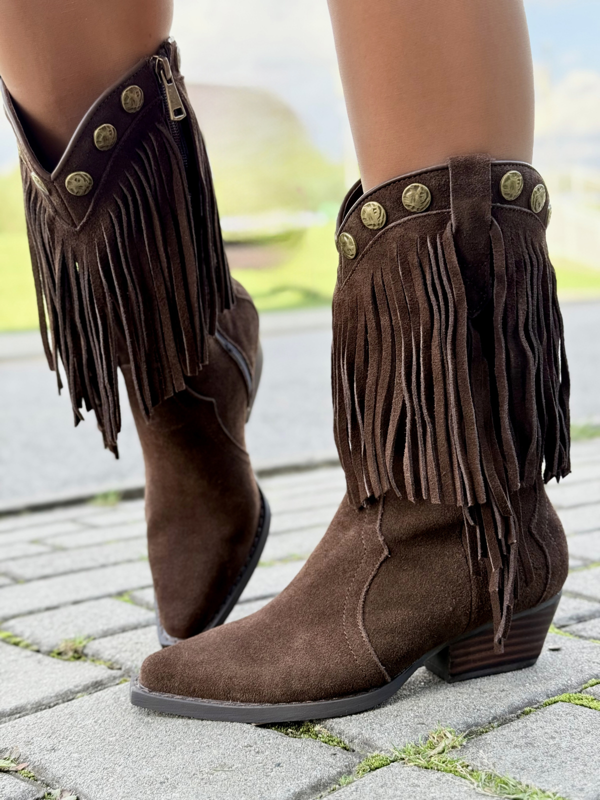 Kowbojki z Naturalnej Skóry z Frędzlami