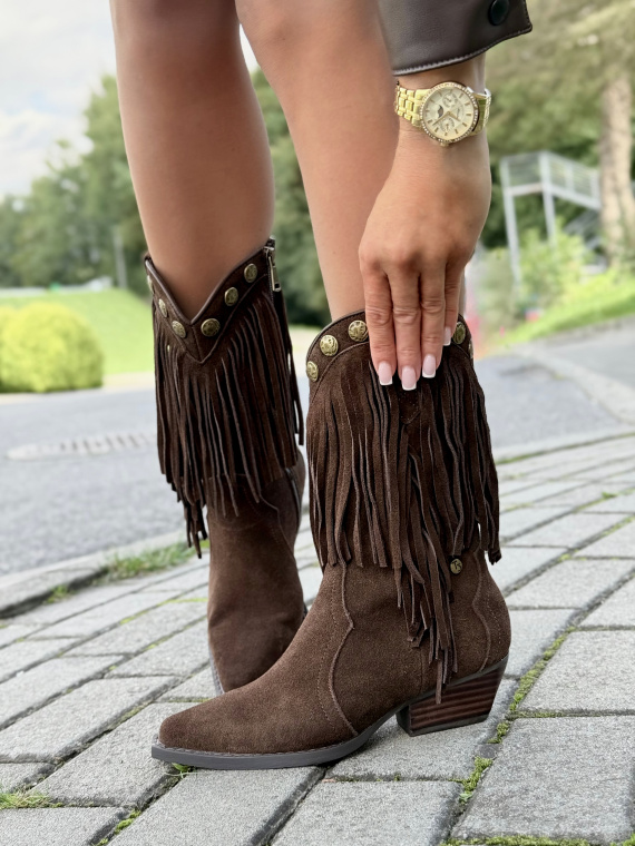 Kowbojki z Naturalnej Skóry z Frędzlami