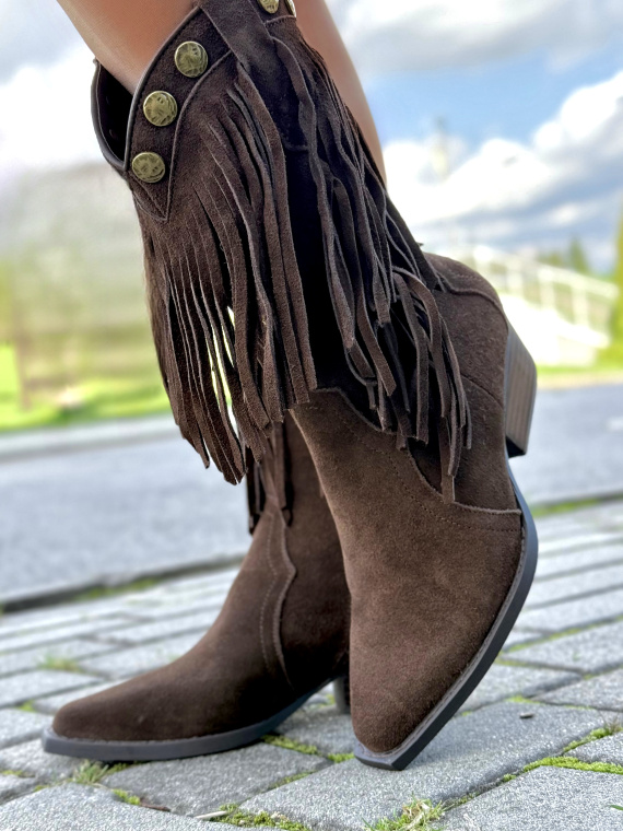 Kowbojki z Naturalnej Skóry z Frędzlami