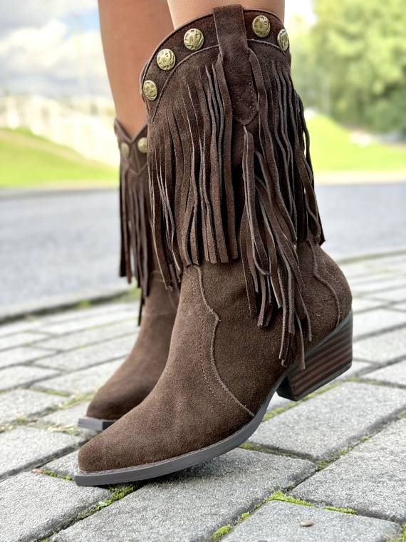 Kowbojki z Naturalnej Skóry z Frędzlami