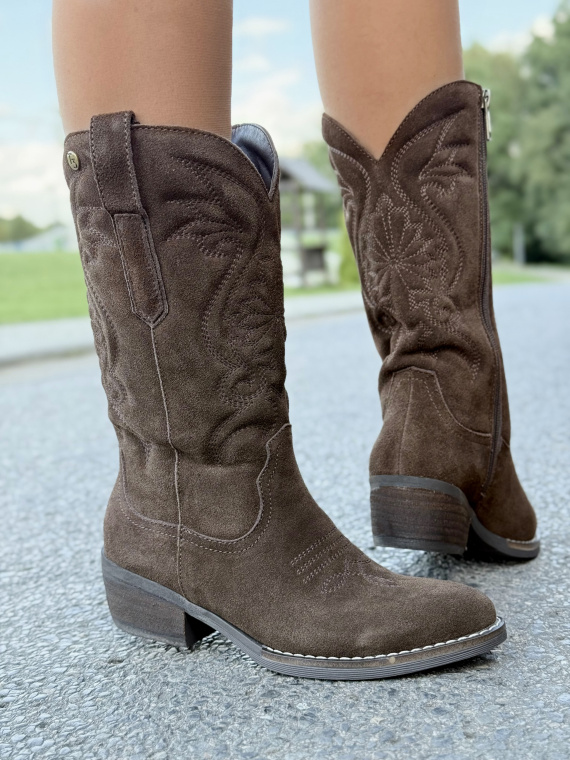 Kowbojki w kolorze Taupe – 100% skóra naturalna