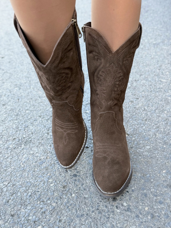 Kowbojki w kolorze Taupe – 100% skóra naturalna