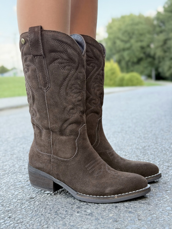 Kowbojki w kolorze Taupe – 100% skóra naturalna