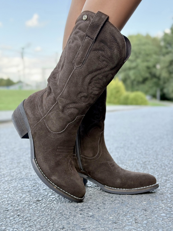 Kowbojki w kolorze Taupe – 100% skóra naturalna