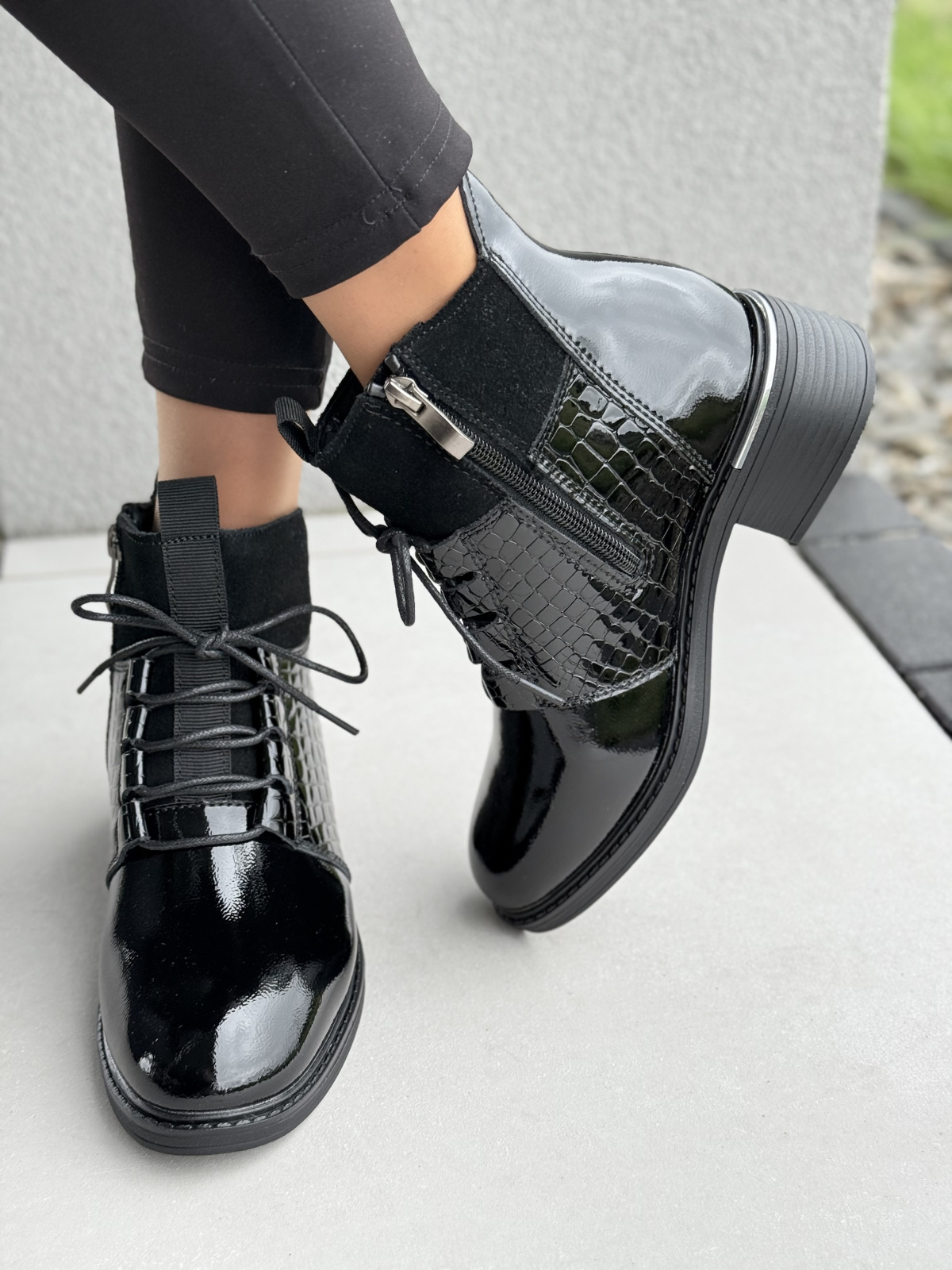 Eleganckie botki damskie ze skóry naturalnej