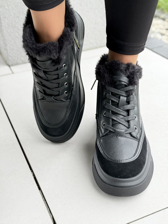 Damskie sneakersy ocieplane ze skóry naturalnej