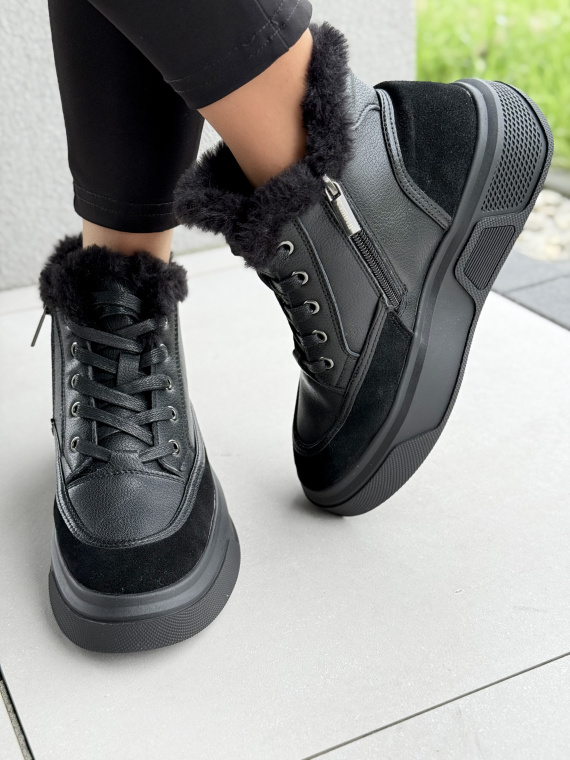 Damskie sneakersy ocieplane ze skóry naturalnej