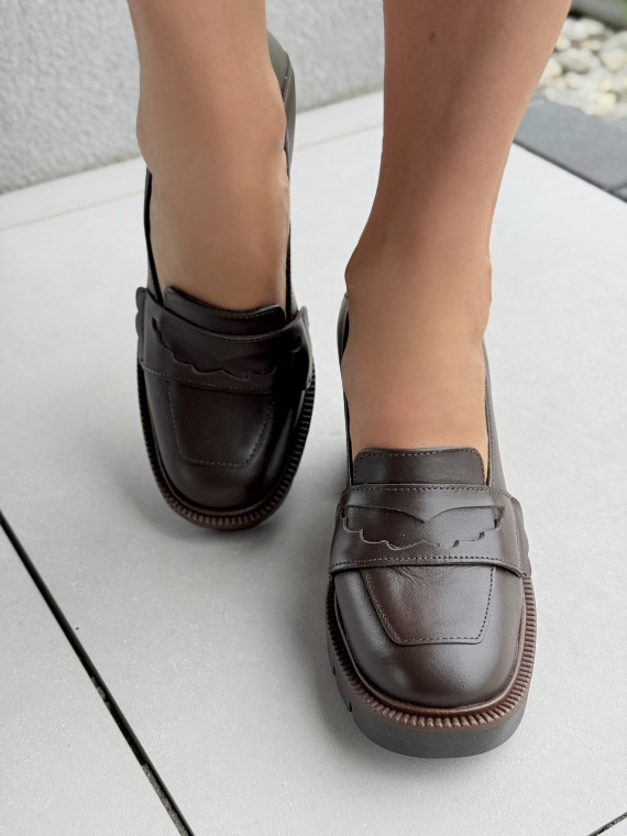 OLEKSY – brązowe półbuty damskie ze skóry naturalnej Polskiej produkcji