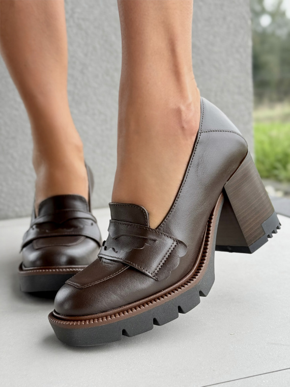 OLEKSY – brązowe półbuty damskie ze skóry naturalnej Polskiej produkcji