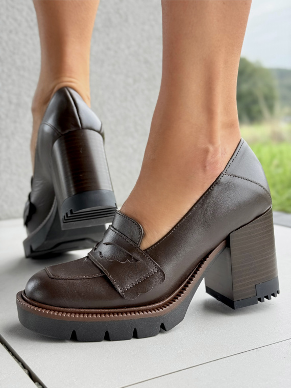 OLEKSY – brązowe półbuty damskie ze skóry naturalnej Polskiej produkcji