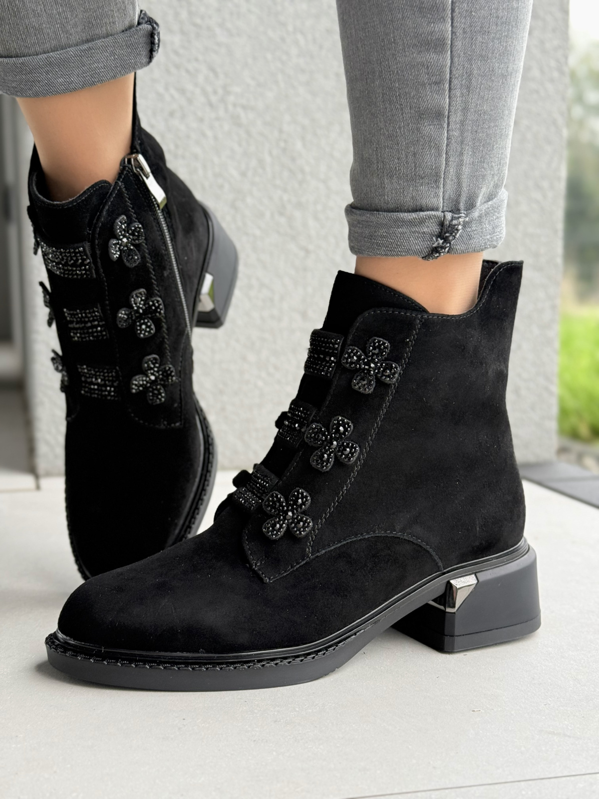 Eleganckie botki ze skóry naturalnej