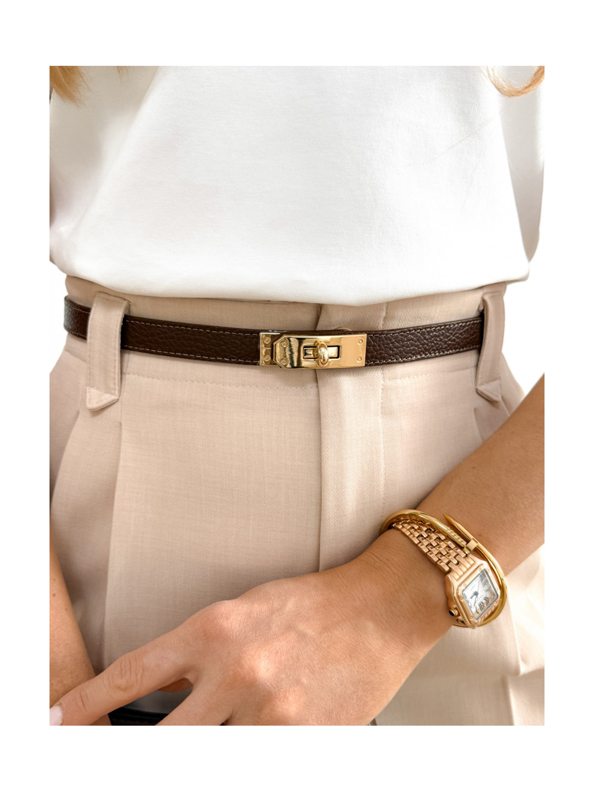 Pasek damski ze skóry naturalnej