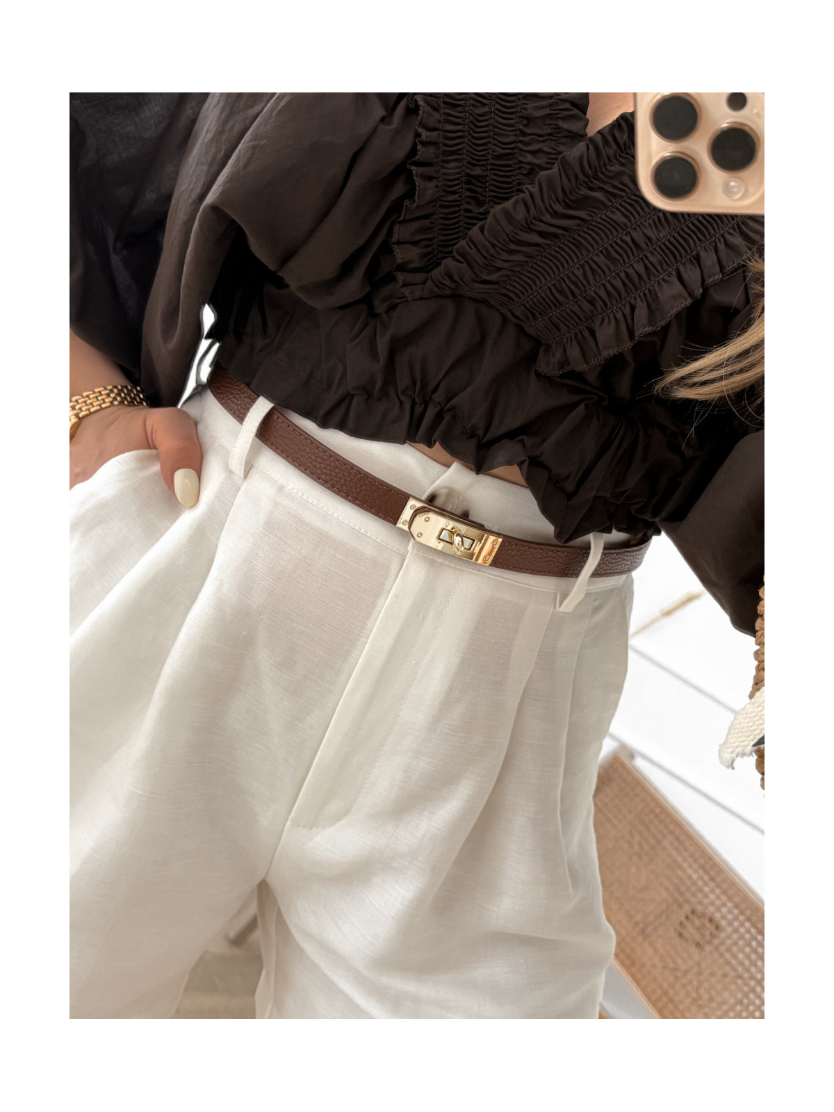 Pasek damski ze skóry naturalnej