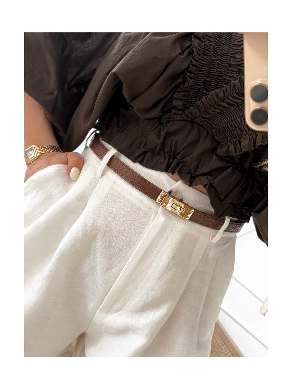 Pasek damski ze skóry naturalnej