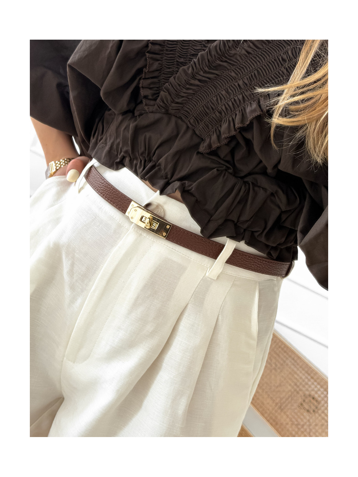 Pasek damski ze skóry naturalnej