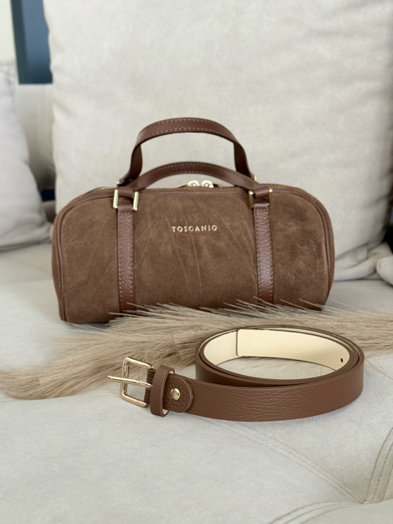 Pasek damski rudy ze skóry naturalnej