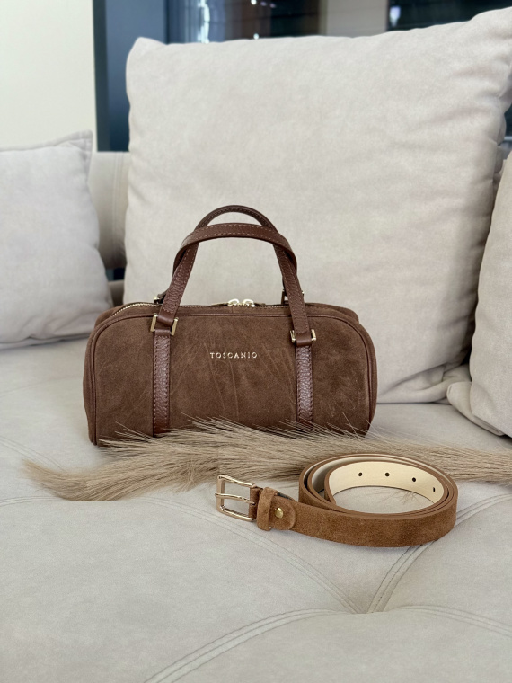 Pasek damski rudy ze skóry naturalnej