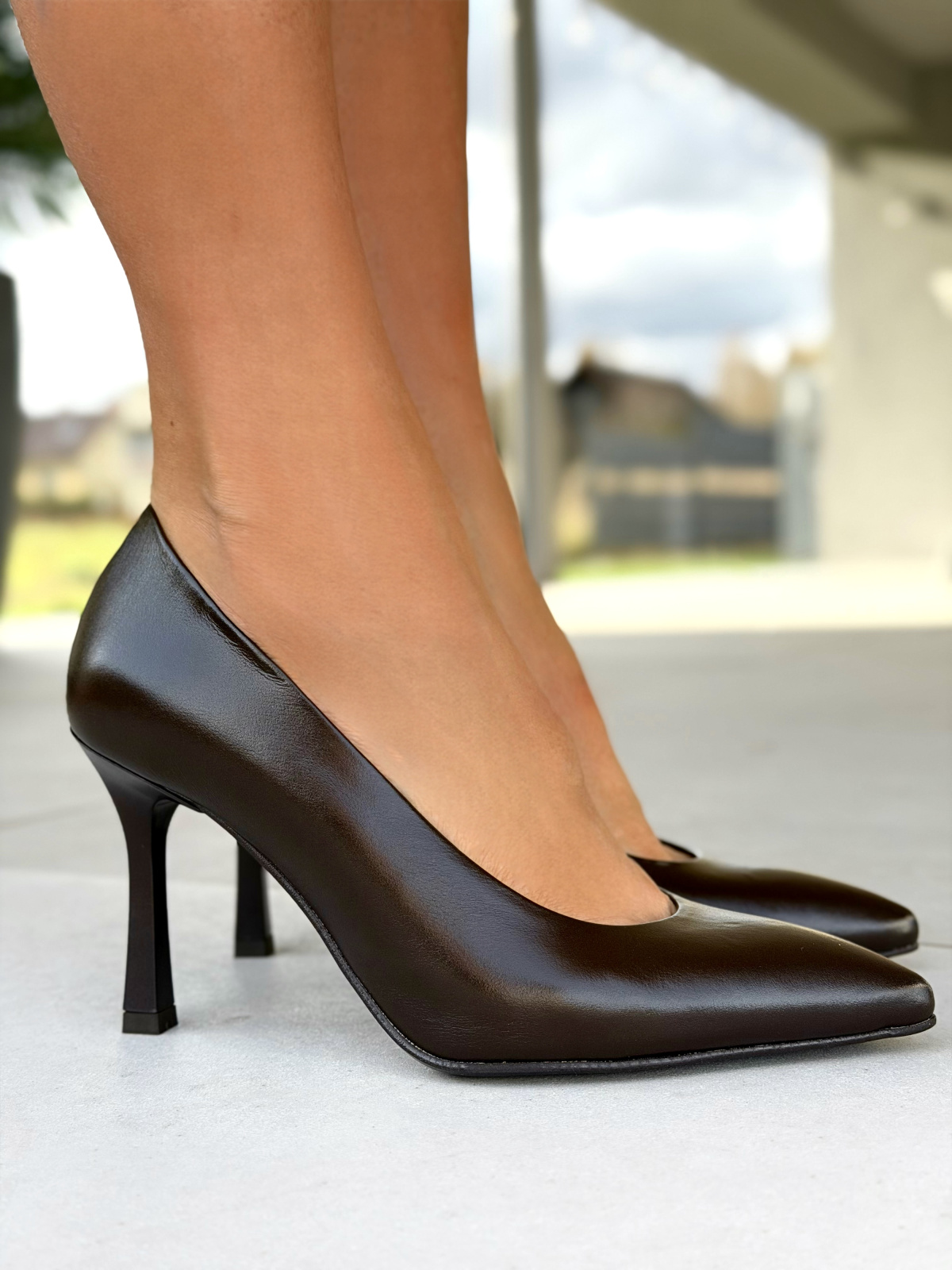 Brązowe czółenka damskie ze skóry naturalnej Polskiej produkcji