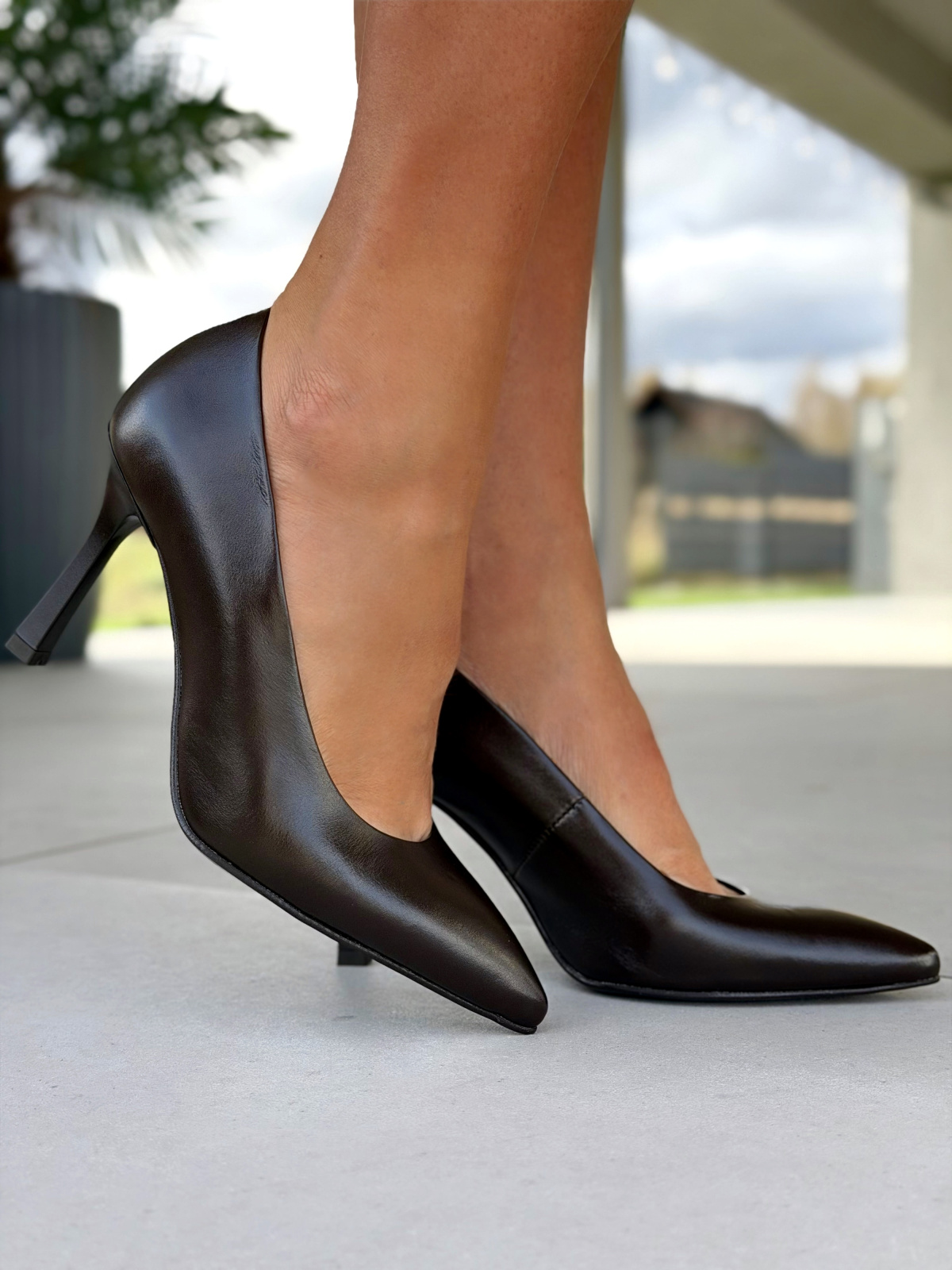 Brązowe czółenka damskie ze skóry naturalnej Polskiej produkcji