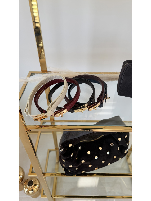 Beżowy Pasek damski ze skóry naturalnej