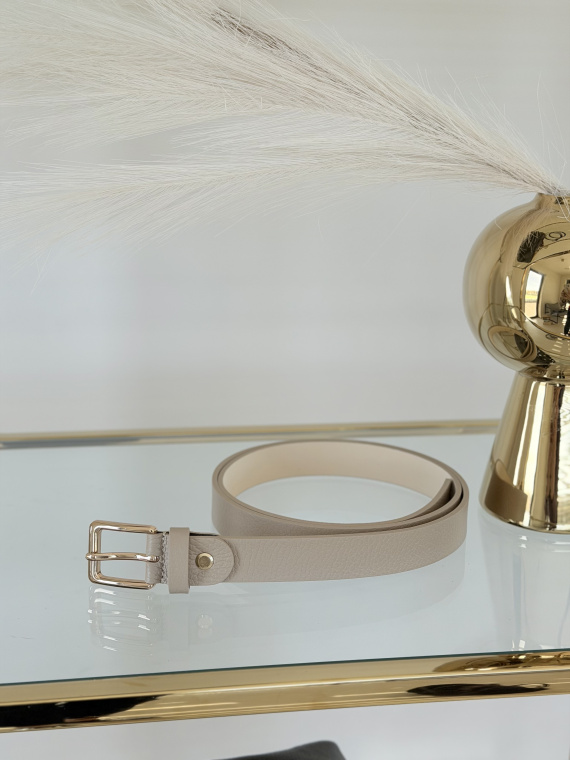 Skórzany pasek damski beżowy