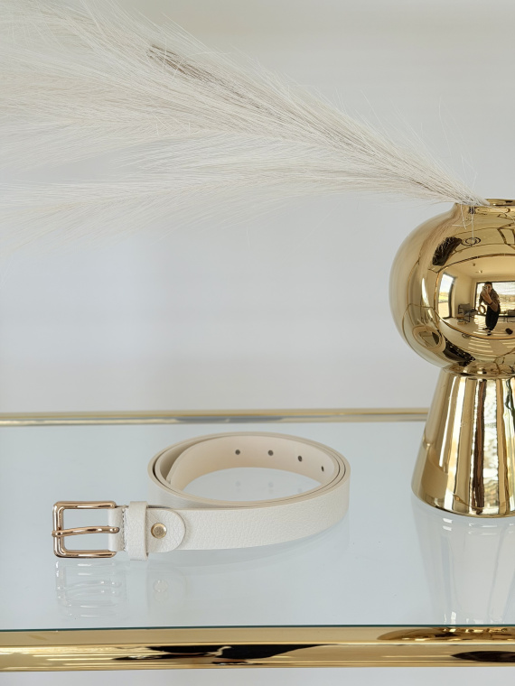 Skórzany pasek damski beżowy