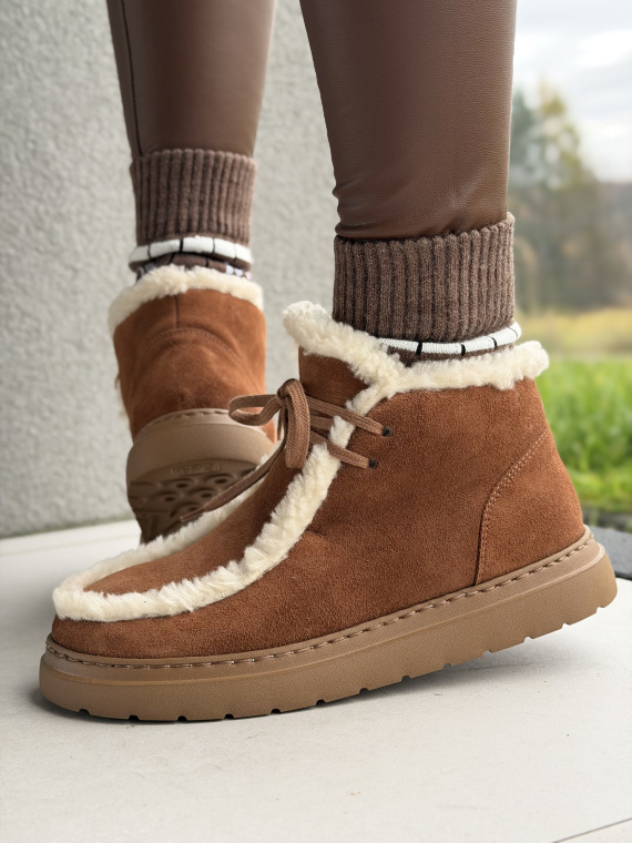 Brązowe śniegowce ze skóry naturalnej OLEKSY