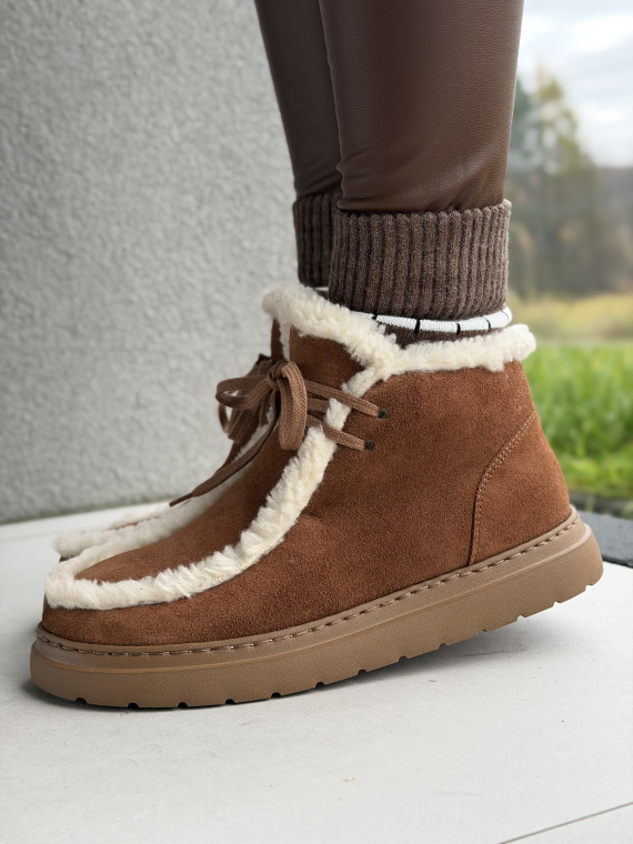 Brązowe śniegowce ze skóry naturalnej OLEKSY