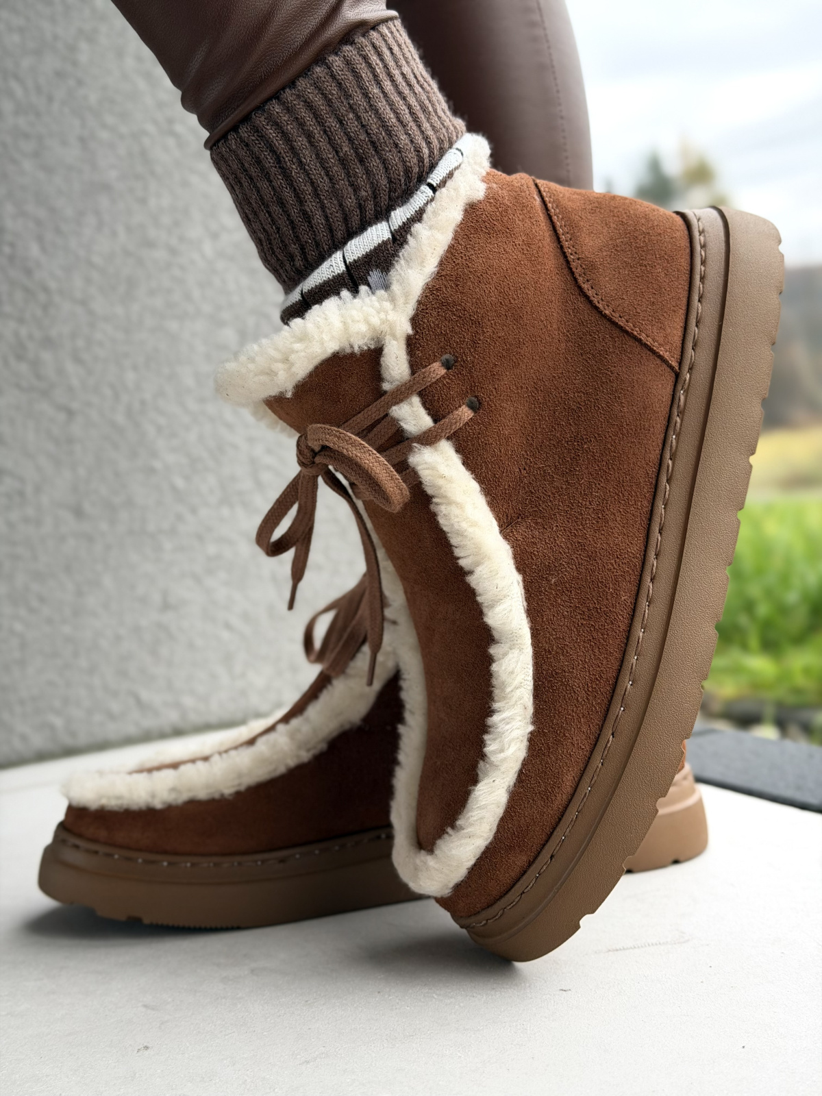 Brązowe śniegowce ze skóry naturalnej OLEKSY