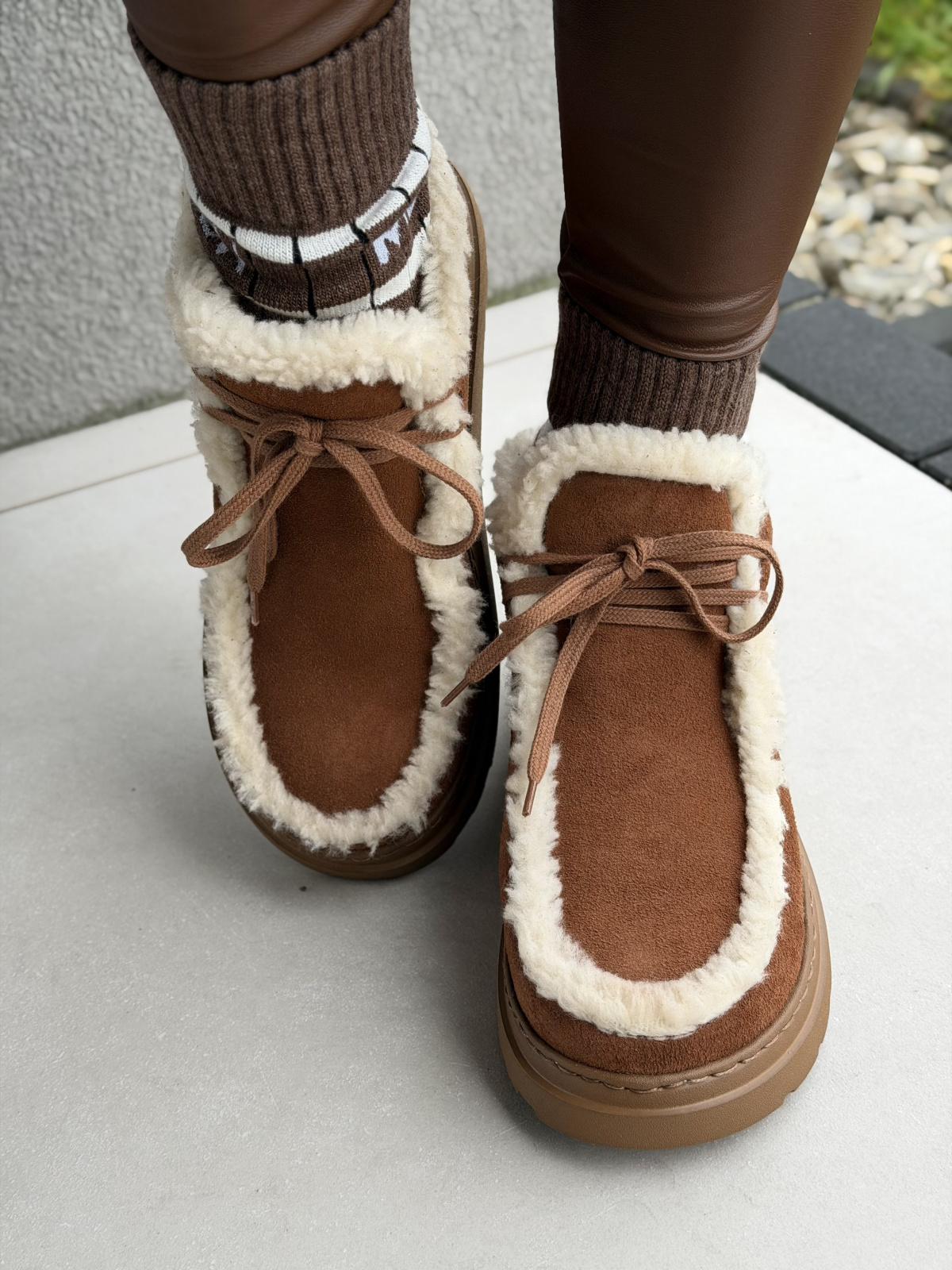 Brązowe śniegowce ze skóry naturalnej OLEKSY