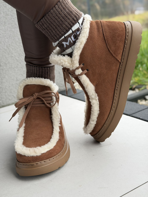 Brązowe śniegowce ze skóry naturalnej OLEKSY