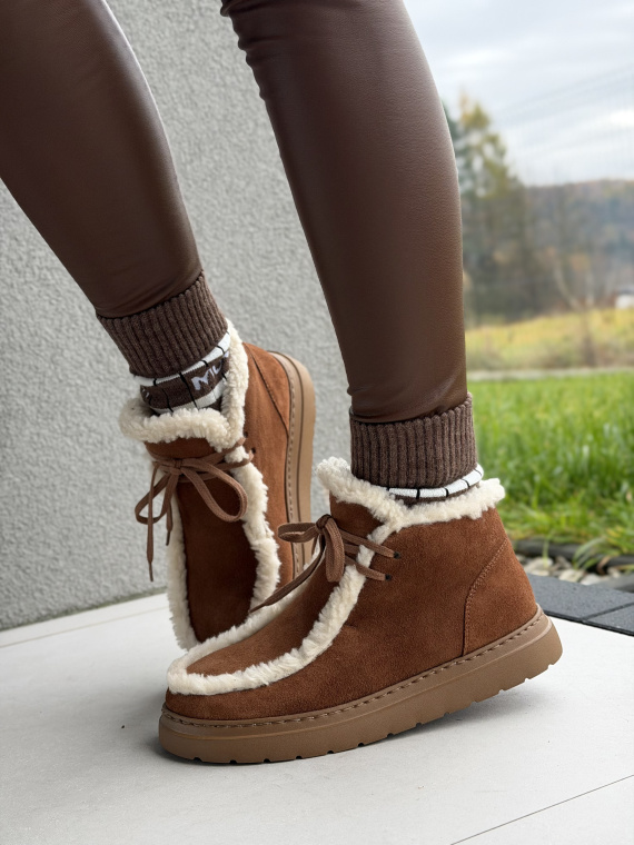 Brązowe śniegowce ze skóry naturalnej OLEKSY