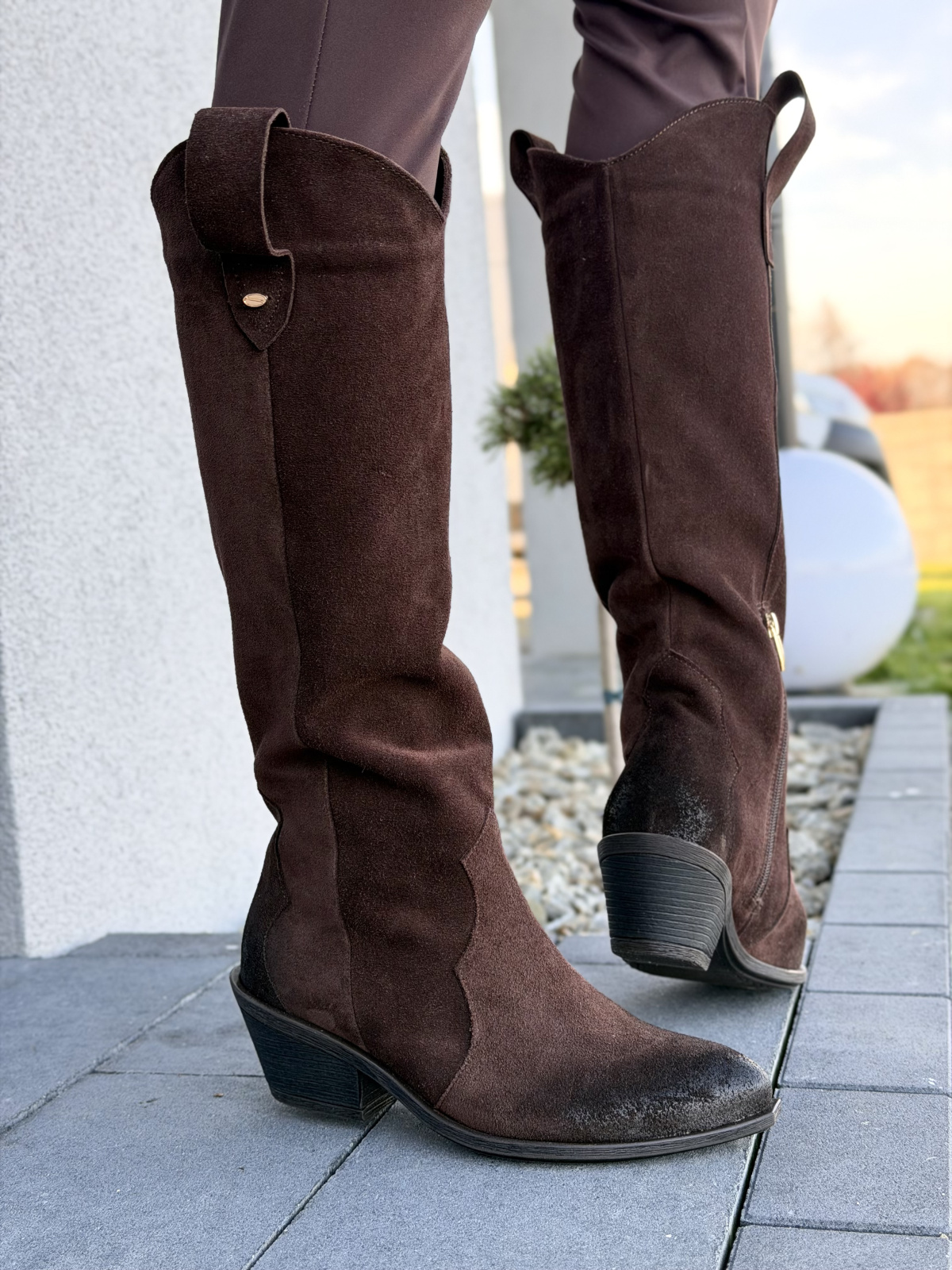 Brązowe kozaki OLEKSY ze skóry naturalnej Polskiej produkcji