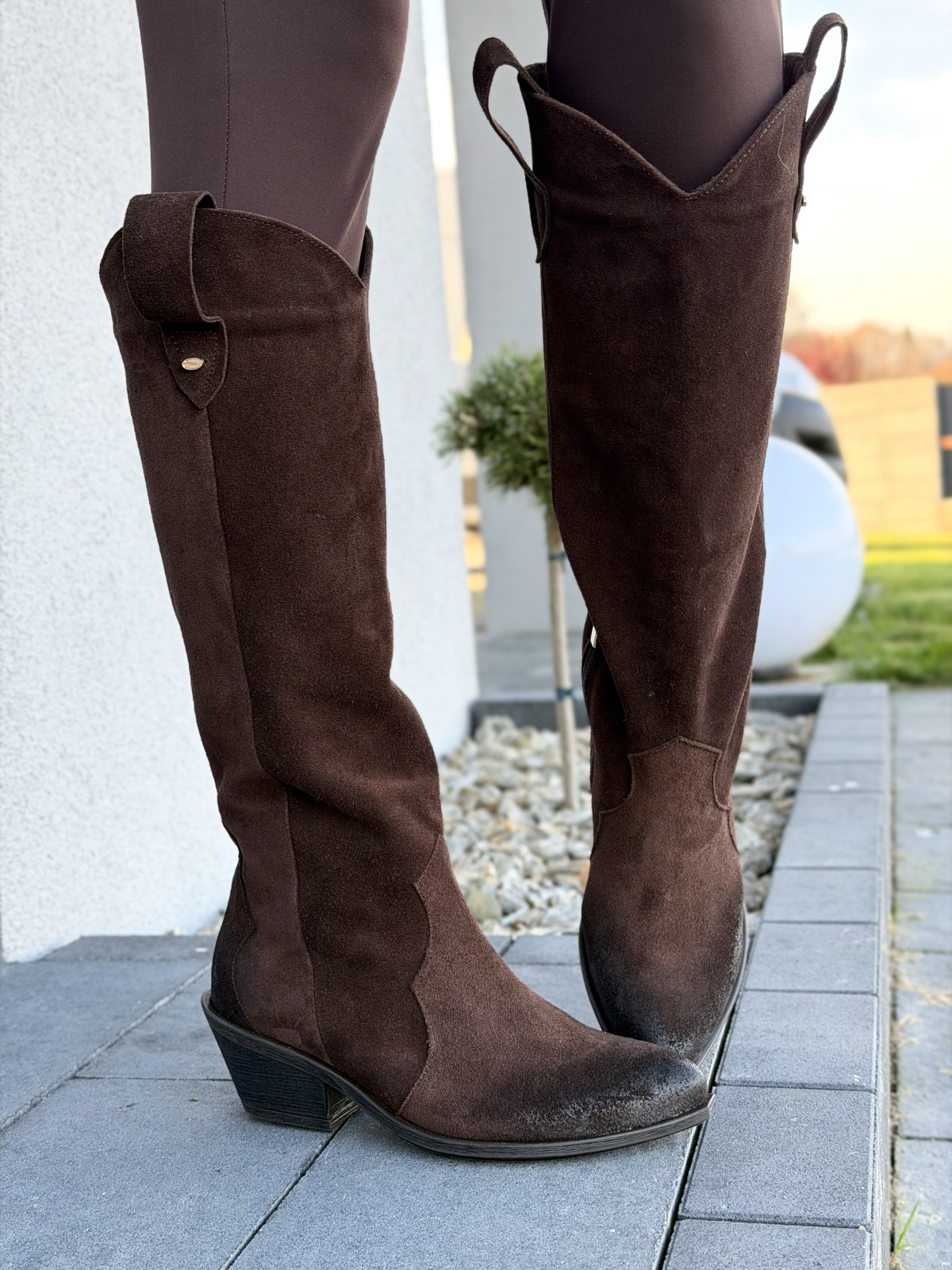 Brązowe kozaki OLEKSY ze skóry naturalnej Polskiej produkcji