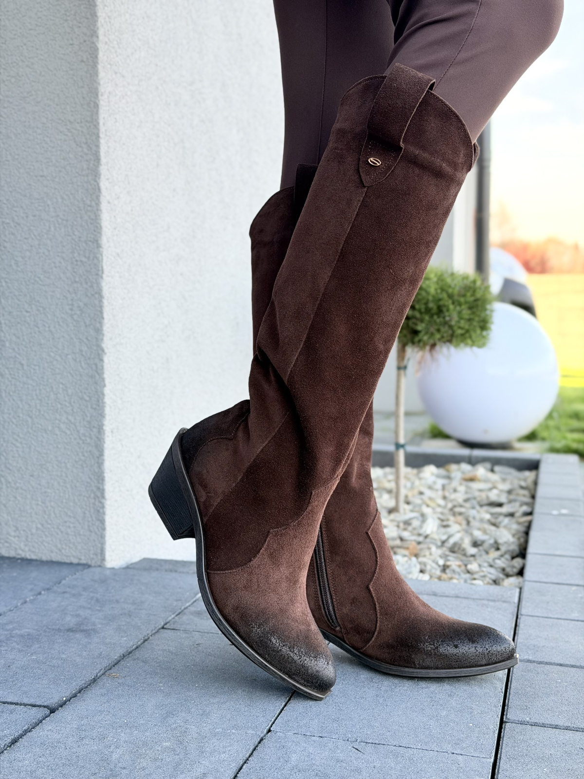 Brązowe kozaki OLEKSY ze skóry naturalnej Polskiej produkcji